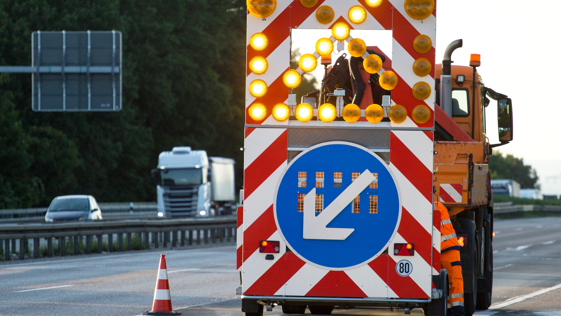 Verkehrsregelung in einer Baustelle