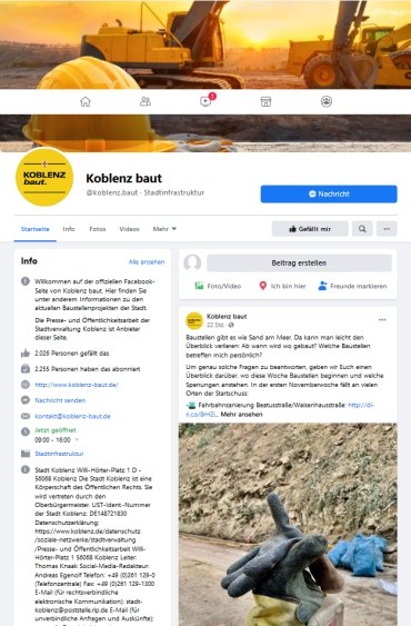 Screenshot Facebook Profil Koblenz baut Screenshot Facebook Profil Koblenz baut