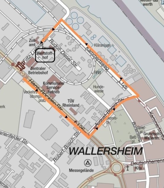 Entsprechend der Umleitung wurde ein Kartenausschnitt zur besseren Verständlichkeit erstellt. Entsprechend der Umleitung wurde ein Kartenausschnitt zur besseren Verständlichkeit erstellt.