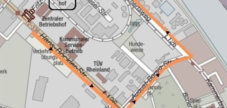 Entsprechend der Umleitung wurde ein Kartenausschnitt zur besseren Verständlichkeit erstellt. 