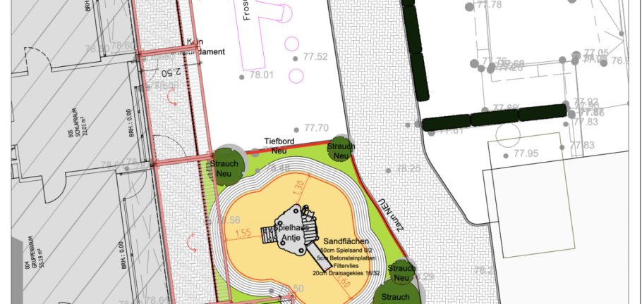 Entwurfsplan der geplanten Beschattungseinrichtung mit PV-Anlage an der KiTa Rappelkiste in Koblenz-Güls. Entwurfsplan der geplanten Beschattungseinrichtung mit PV-Anlage an der KiTa Rappelkiste in Koblenz-Güls.